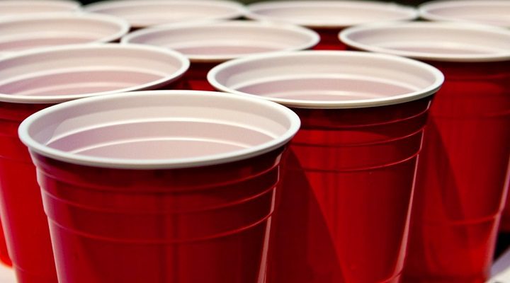 Red Plastic Cups with Alcohol For Beer Pong