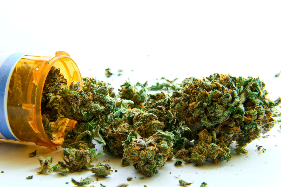 Medicine Bottle Filled With Marijuana 