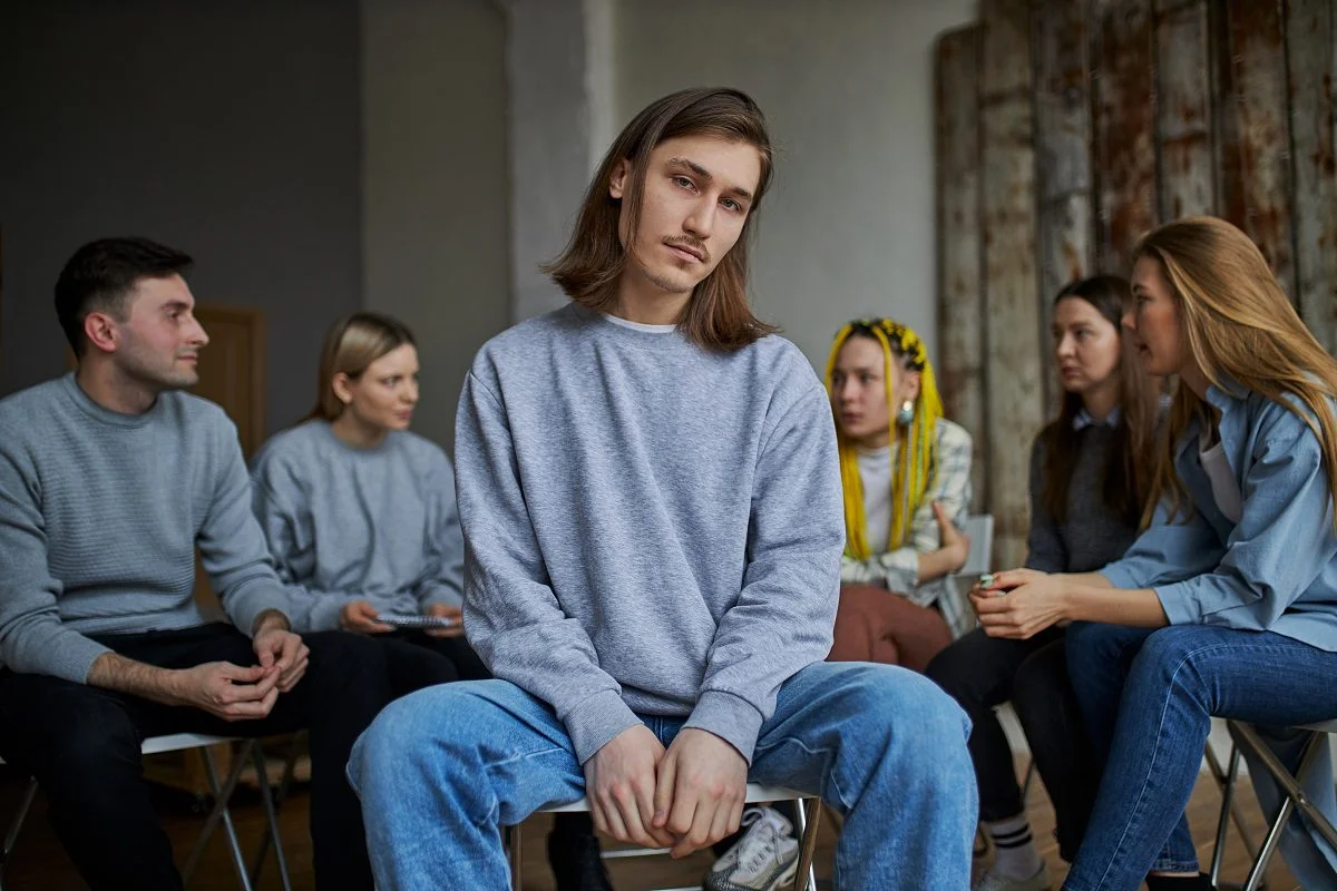 stressful male is member of alcoholics club