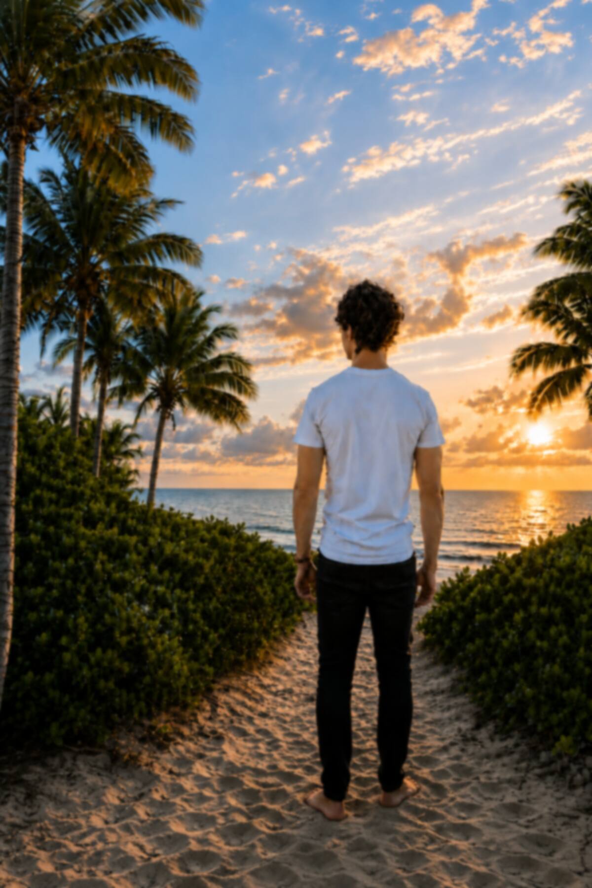 Person facing a Delray Beach sunset -- the RECO Intensive setting